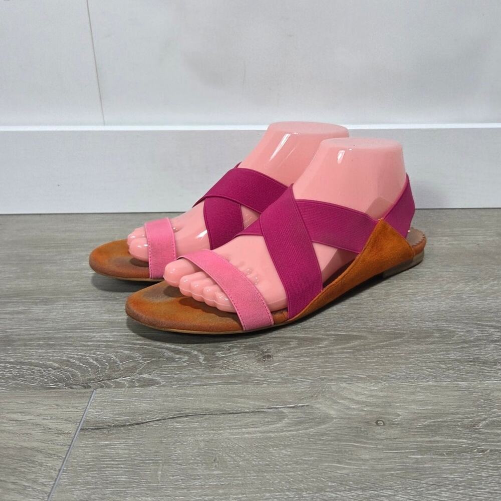 Jeffrey Campbell Orange Suede & Pink Elastic Sandals Size 8.5